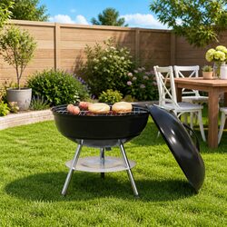 Compact Charcoal Grill Black 36.5cm for Outdoor Cooking