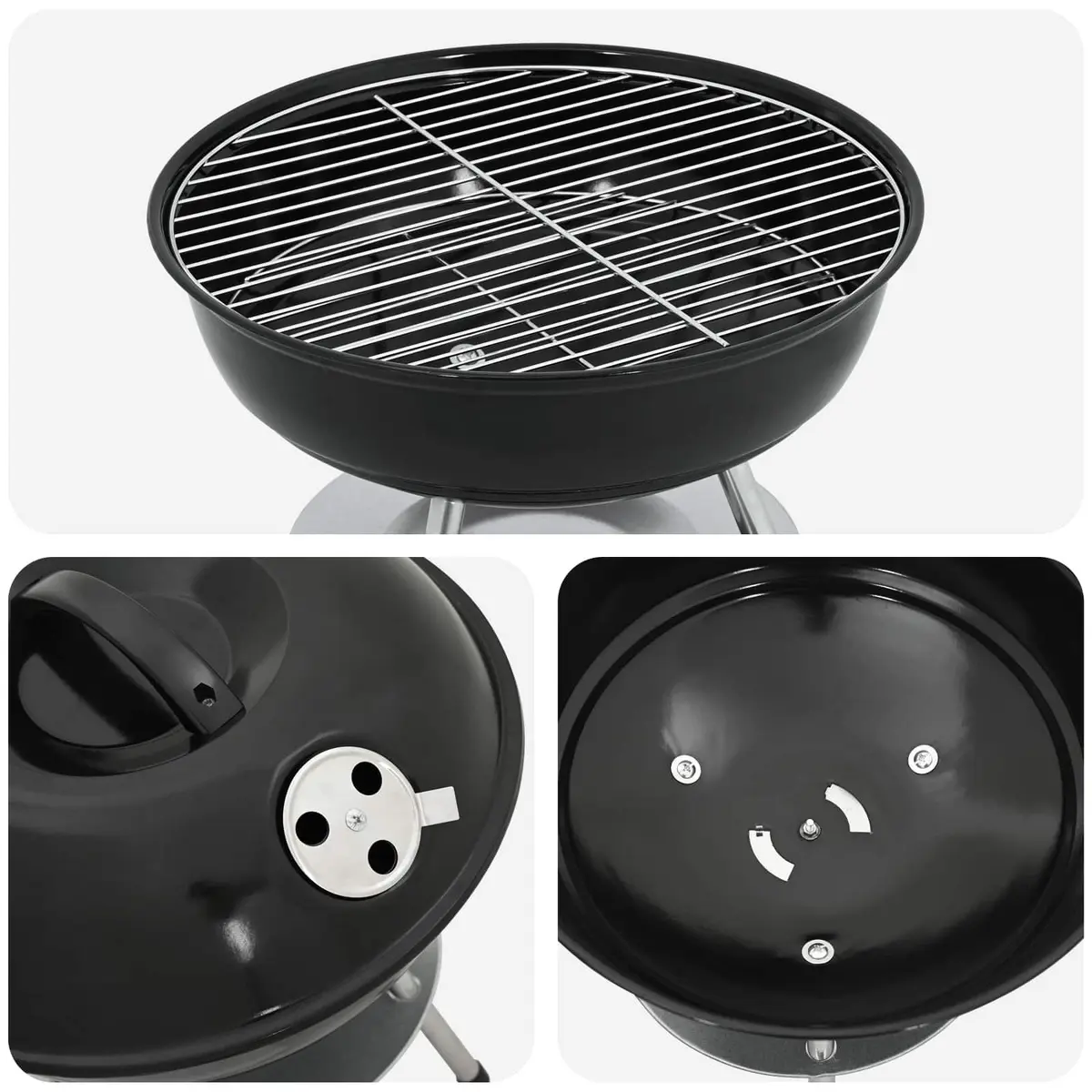 Charcoal Grill Black 36.5cm for Outdoor Cooking