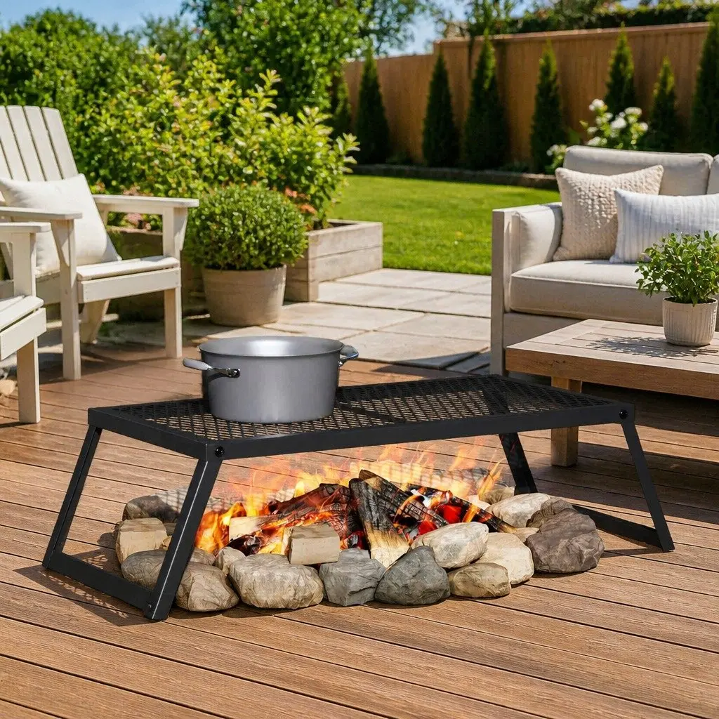 Black Folding Camping Grill for Outdoor Cooking