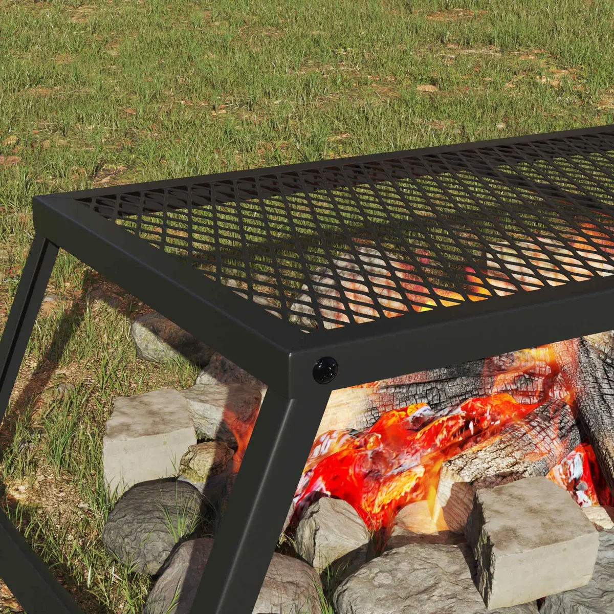 Black Folding Camping Grill for Outdoor Cooking