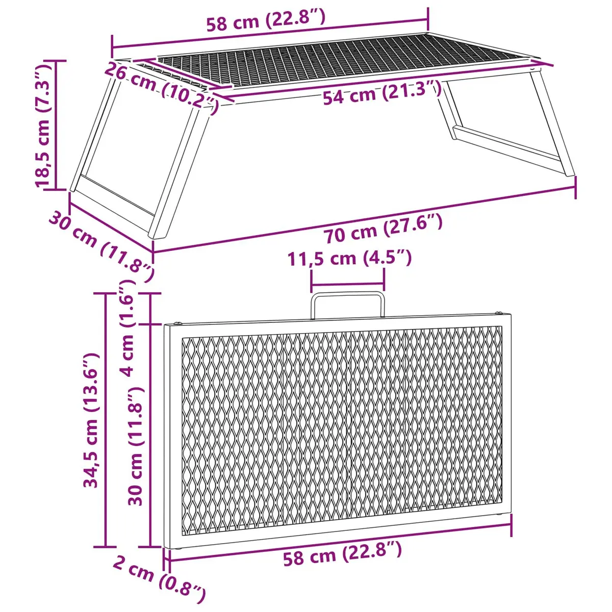 Black Folding Camping Grill for Outdoor Cooking