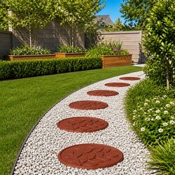High-Quality Red Round Garden Pathway Rubber Stepping Stones