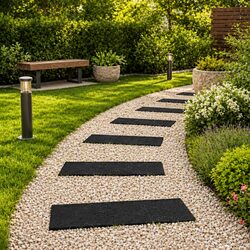 Premium Black Stepping Stones - 6 pcs for Your Garden