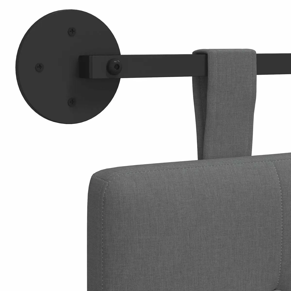 Dark Grey Wall-Mounted Fabric Headboard