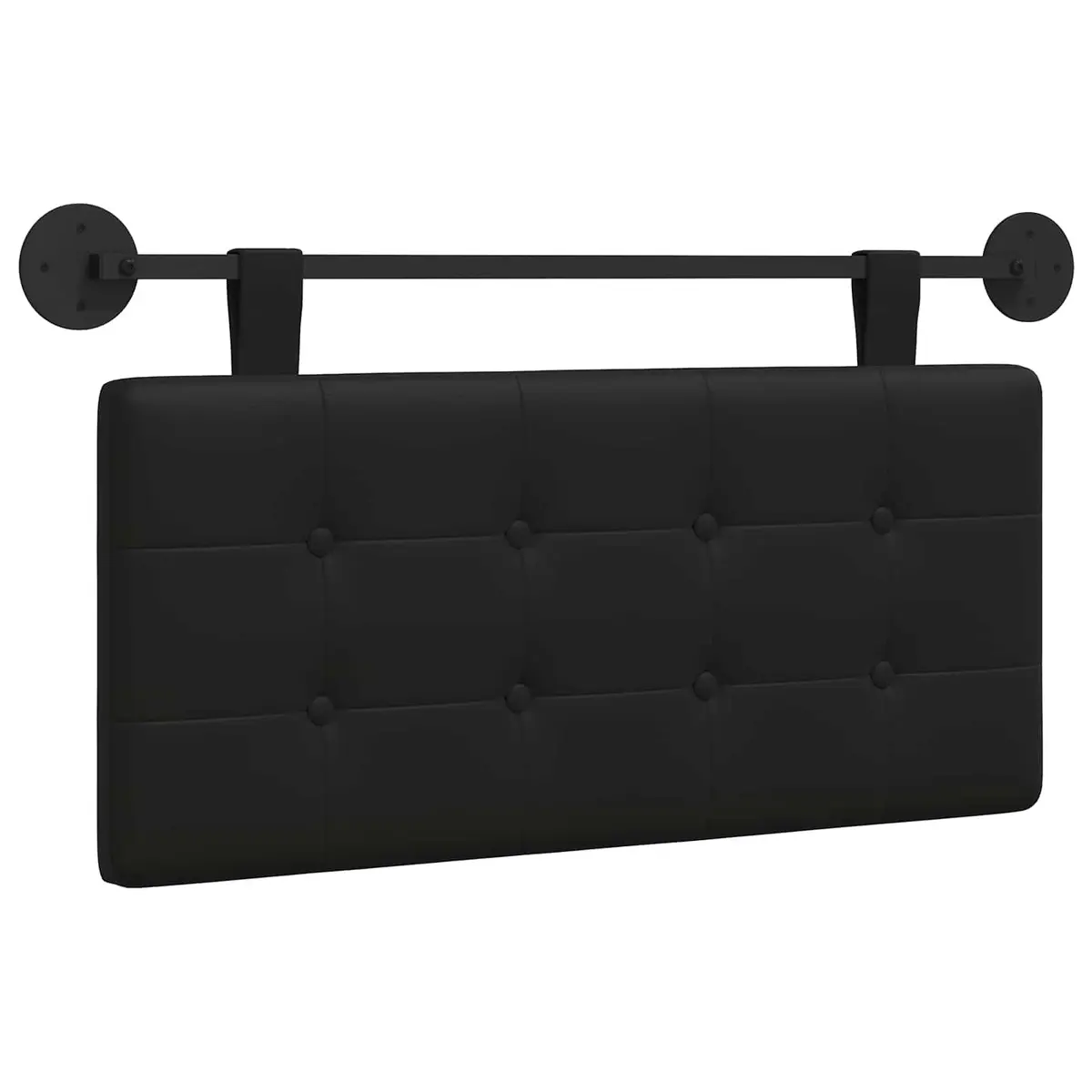 Black Faux Leather Wall-Mounted Headboard