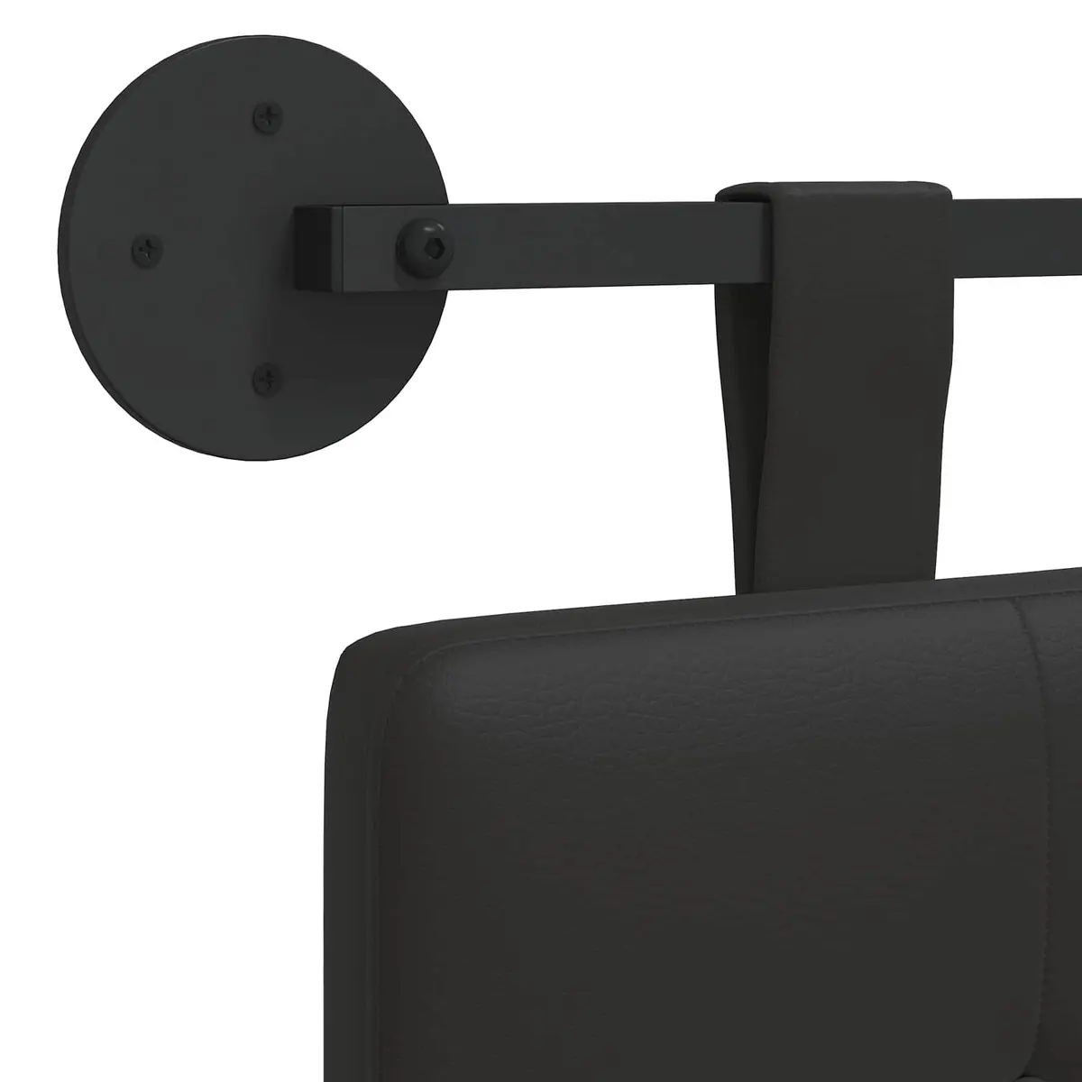 Black Faux Leather Wall-Mounted Headboard
