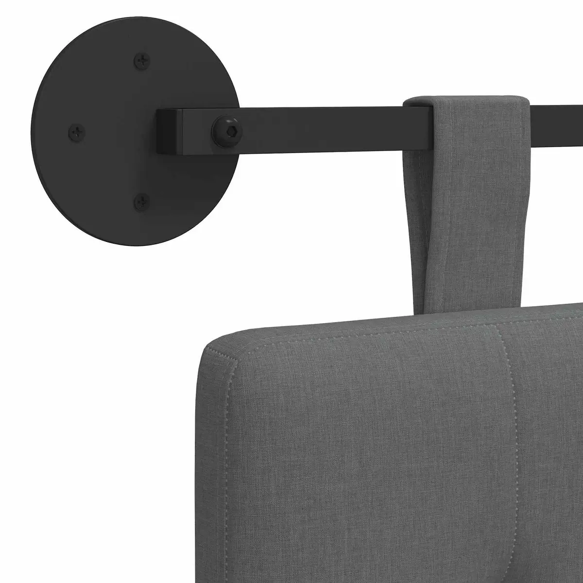 Hanging Headboard Grey Fabric Wall Mount Bedroom Upholstered Modern Design