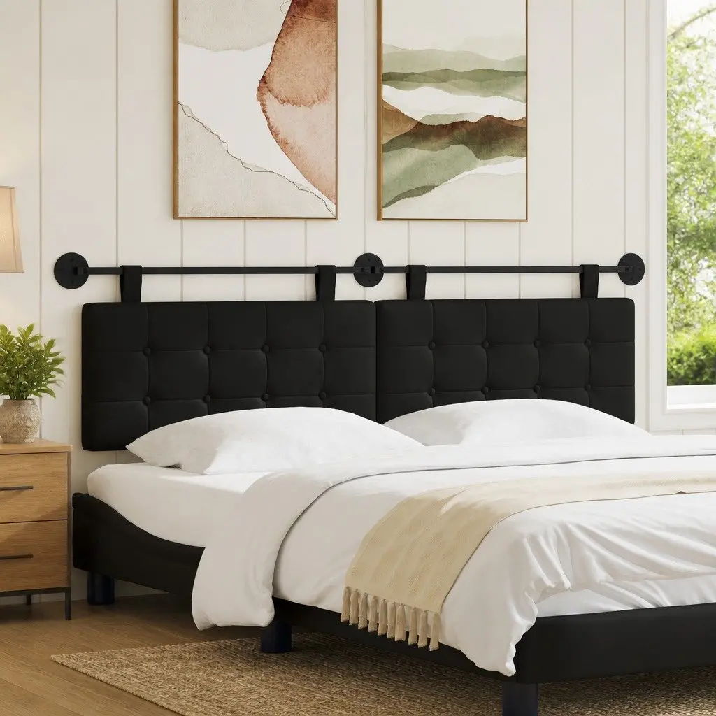 Black Modern Wall-Mounted Hanging Headboard for Comfort