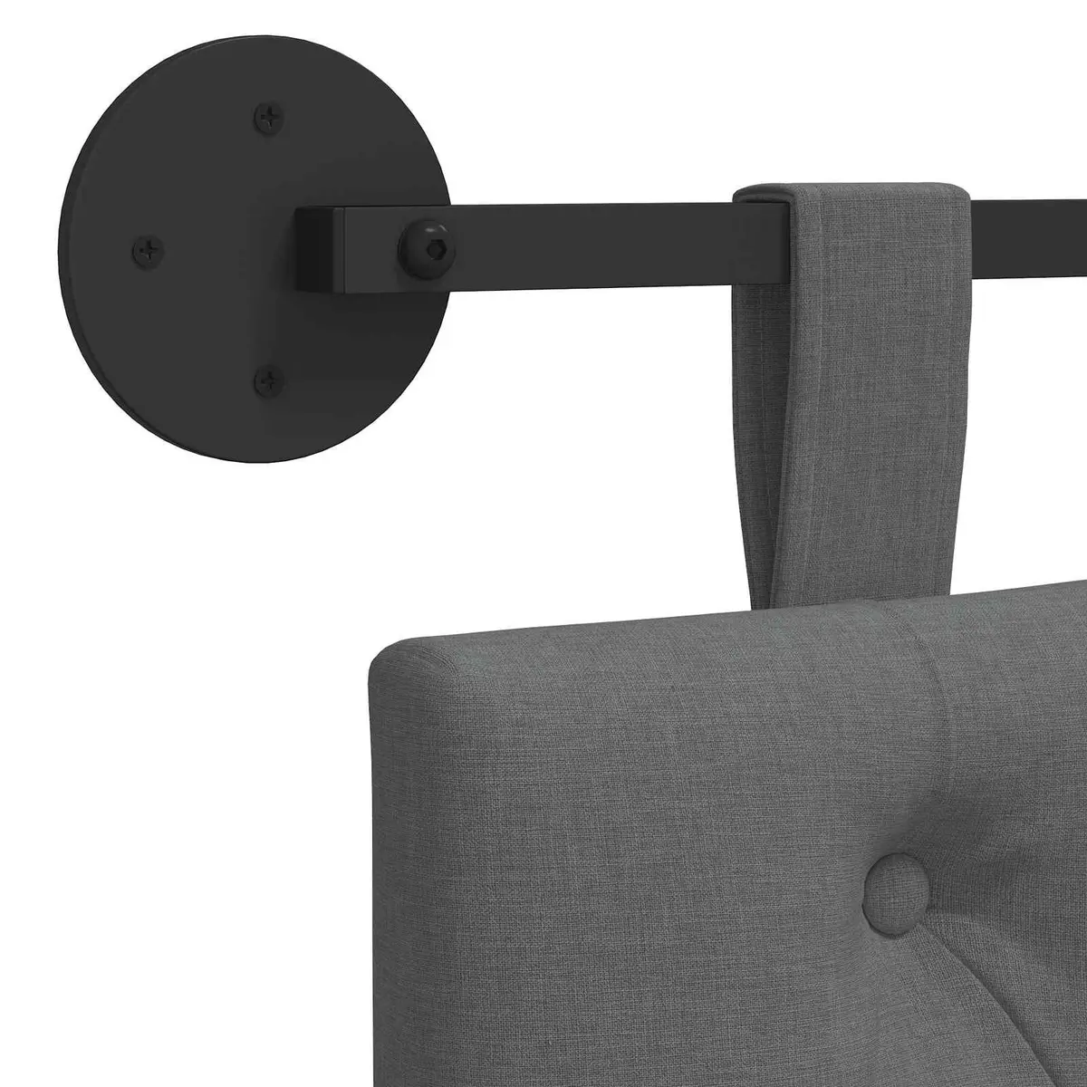 Grey Fabric Wall-Mounted Hanging Headboard