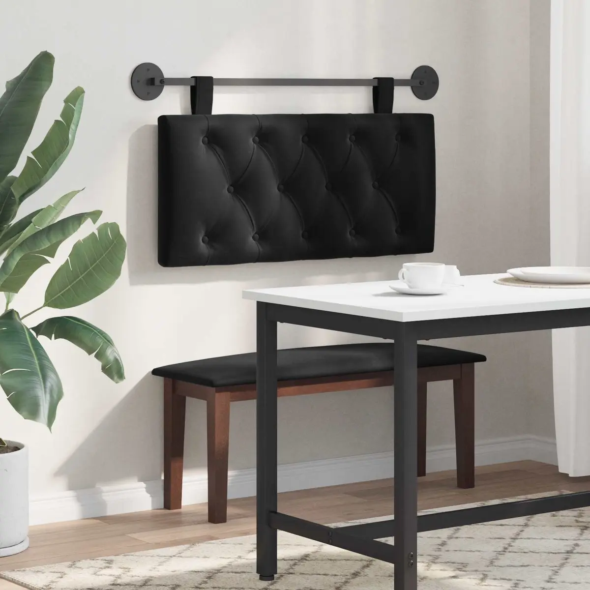 Velvet Hanging Headboard with Integrated LED Light