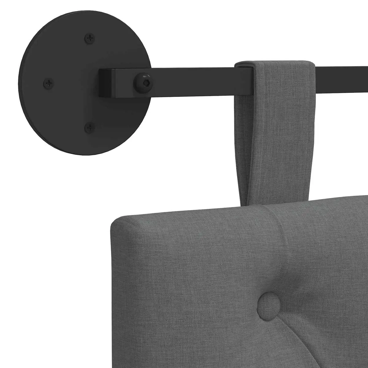 Grey Fabric Hanging Headboard for Wall Mounting