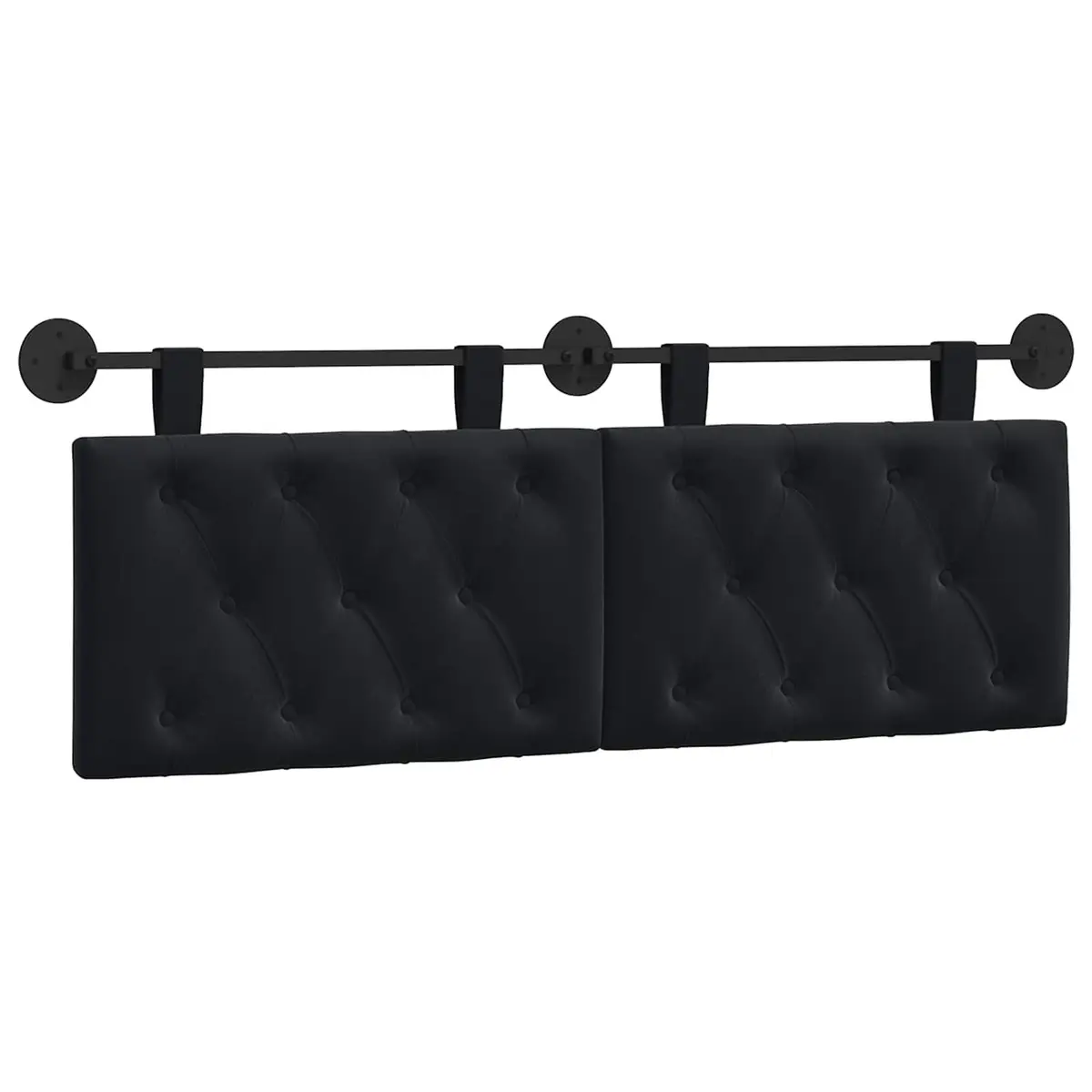 Black Velvet Hanging Headboard with LED Light
