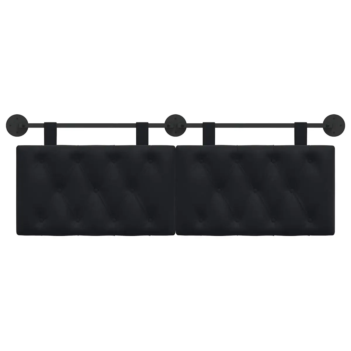 Black Velvet Hanging Headboard with LED Light