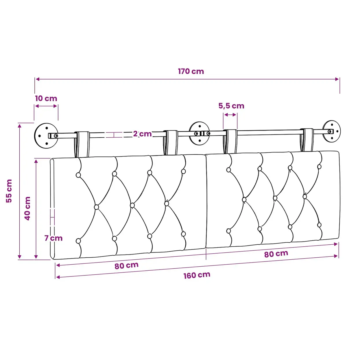 Grey Fabric Wall-Mounted Headboard