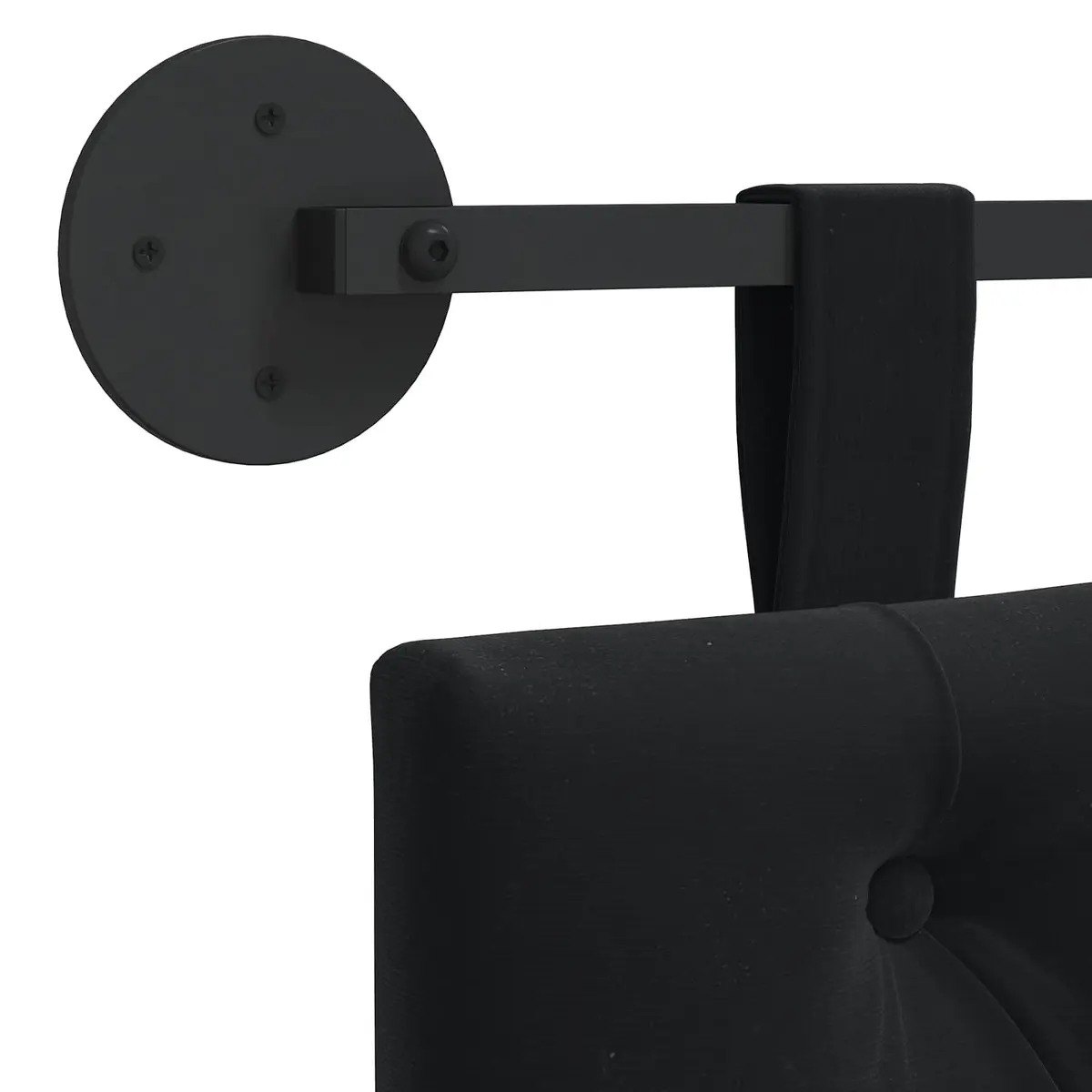 Black Velvet Wall-Mounted Headboard with LED Light