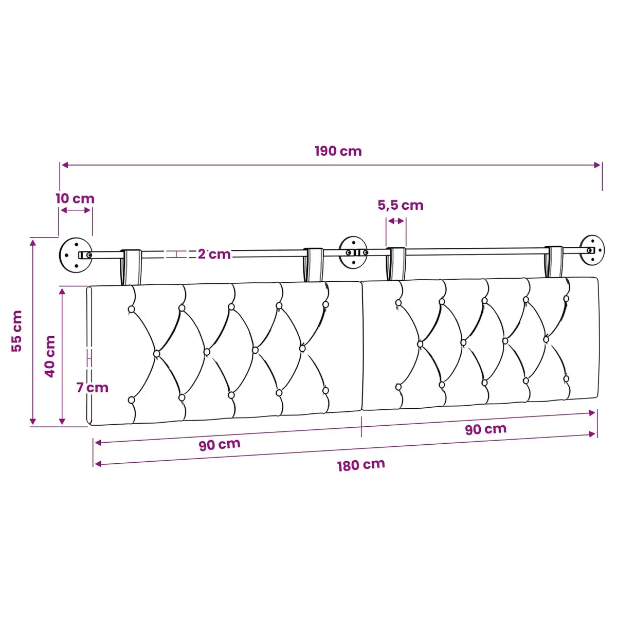 Wall-Mounted Upholstered Hanging Headboard