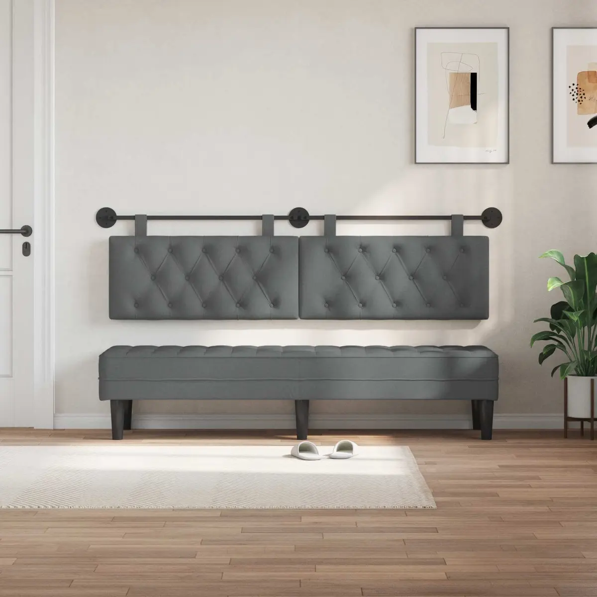 Wall-Mounted Upholstered Hanging Headboard