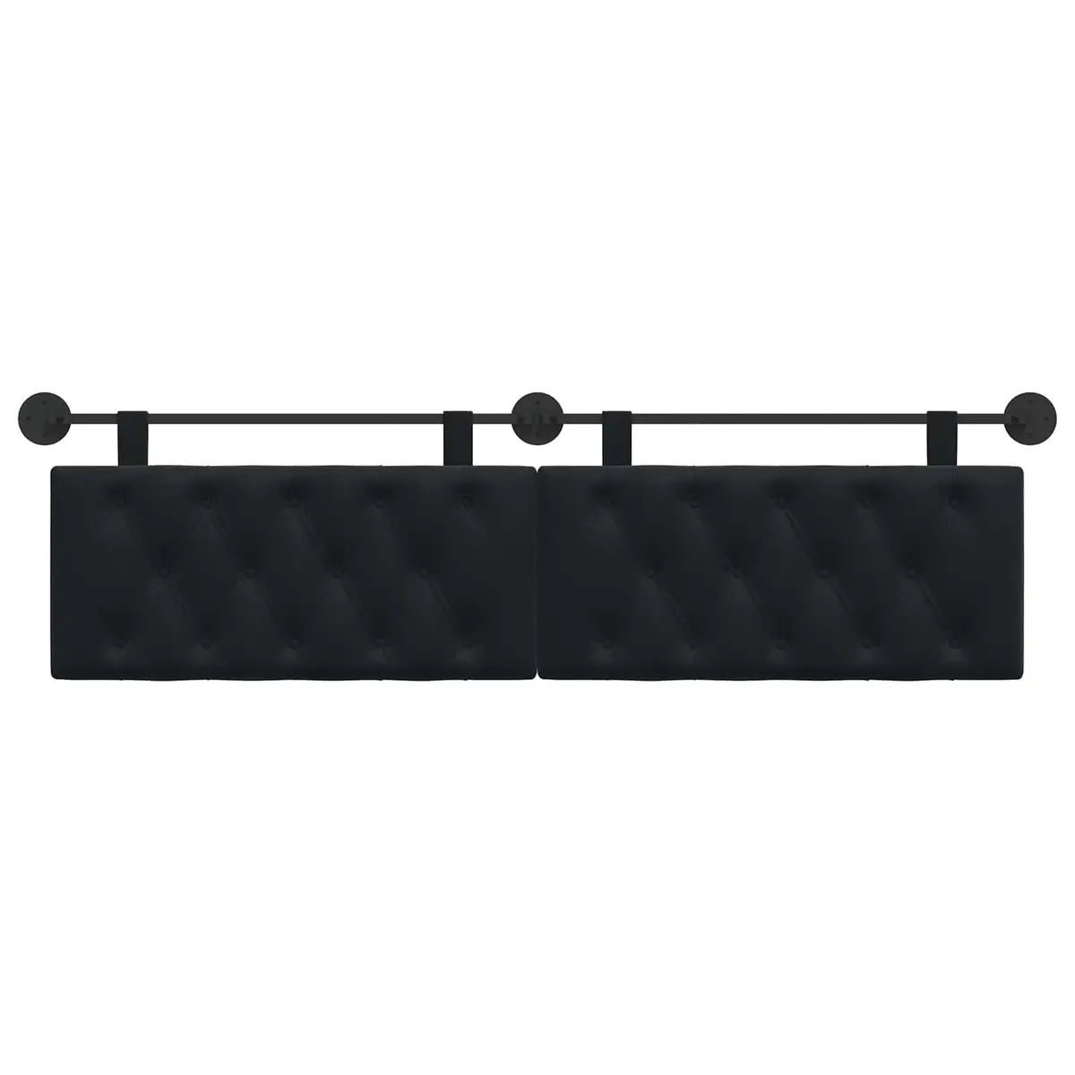 Black Velvet Hanging Headboard with LED Light