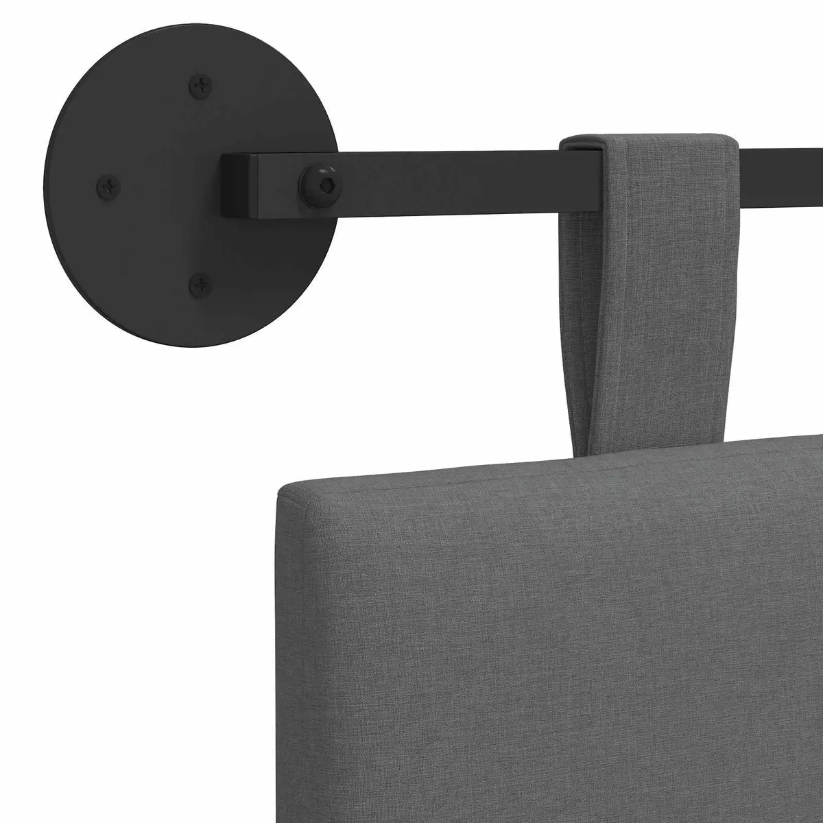 Hanging Headboard Polyester Fabric Dark Grey Wall-Mounted Bedroom Decor
