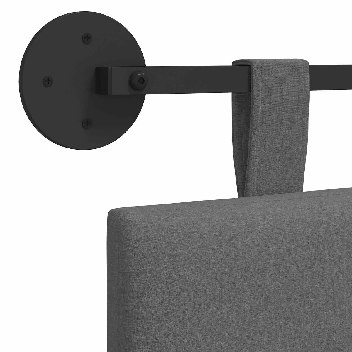 Grey Striped Upholstered Wall-Mounted Headboard