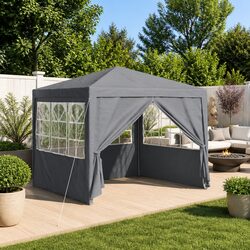 Grey Party Tent with Steel Frame and Zippered Door