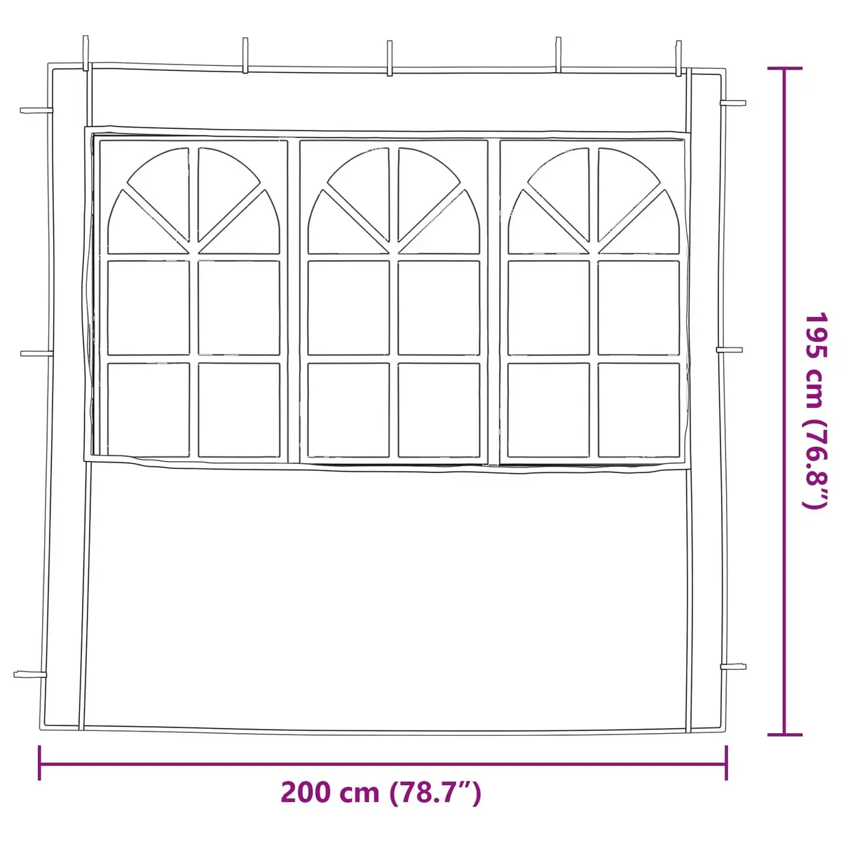 Party Tent Sidewall PE 200 x 195 cm Anthracite Steel