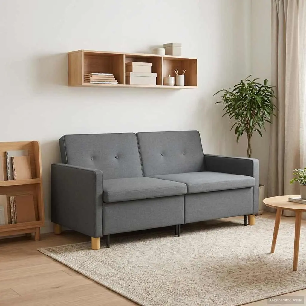 Adjustable Backrest Pull Out Sofa Bed in Dark Grey