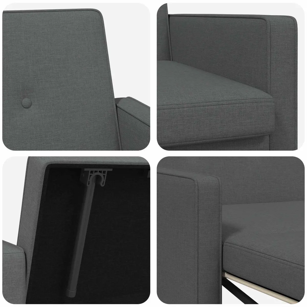 Adjustable Backrest Pull Out Sofa Bed in Dark Grey