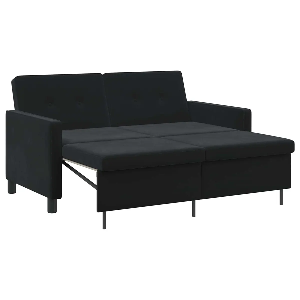 Black Fabric Sofa Bed with Adjustable Backrest