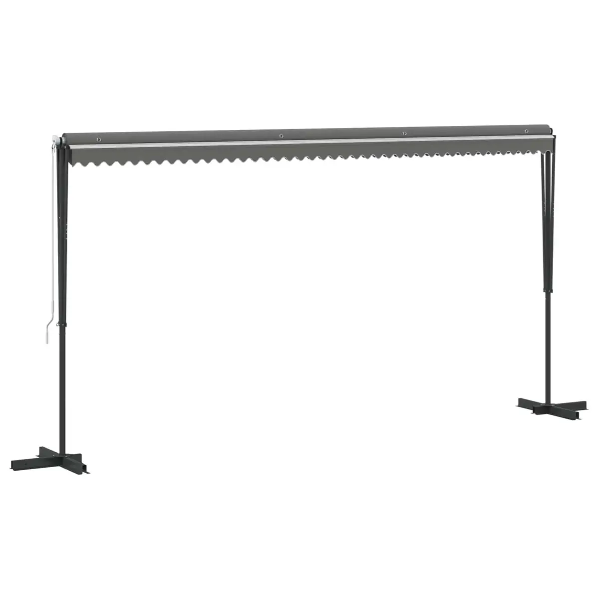 Free Standing Awning PU-coated Fabric 5 x 3 m Grey Powder-coated Steel