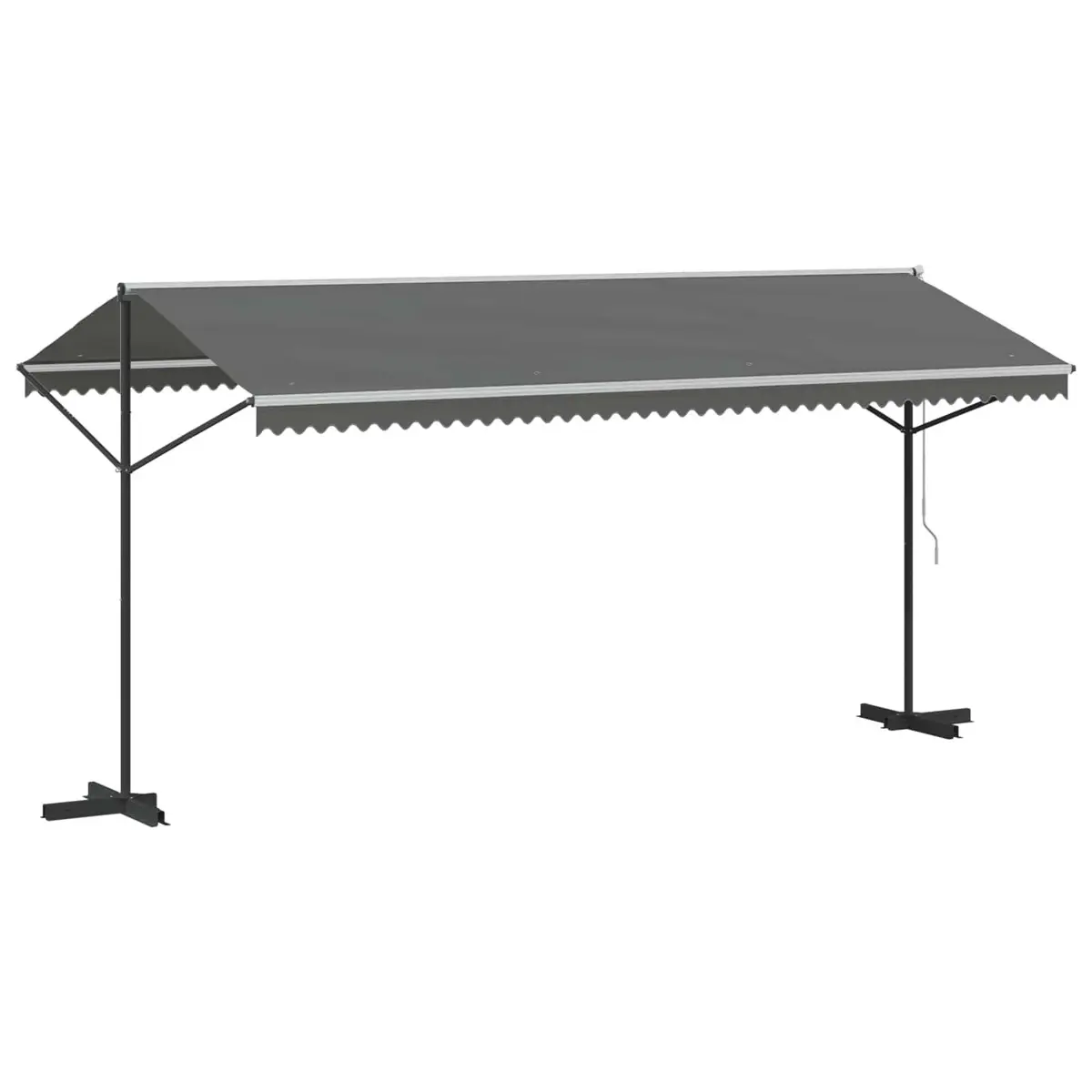 Free Standing Awning PU-coated Fabric 5 x 3 m Grey Powder-coated Steel