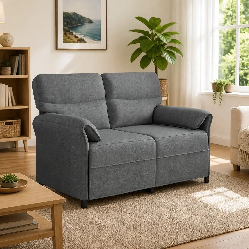 Sofa Metal Frame Foam Cushions Grey