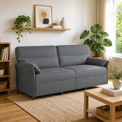 Sturdy Grey Sofa with Metal Frame and Foam Cushions