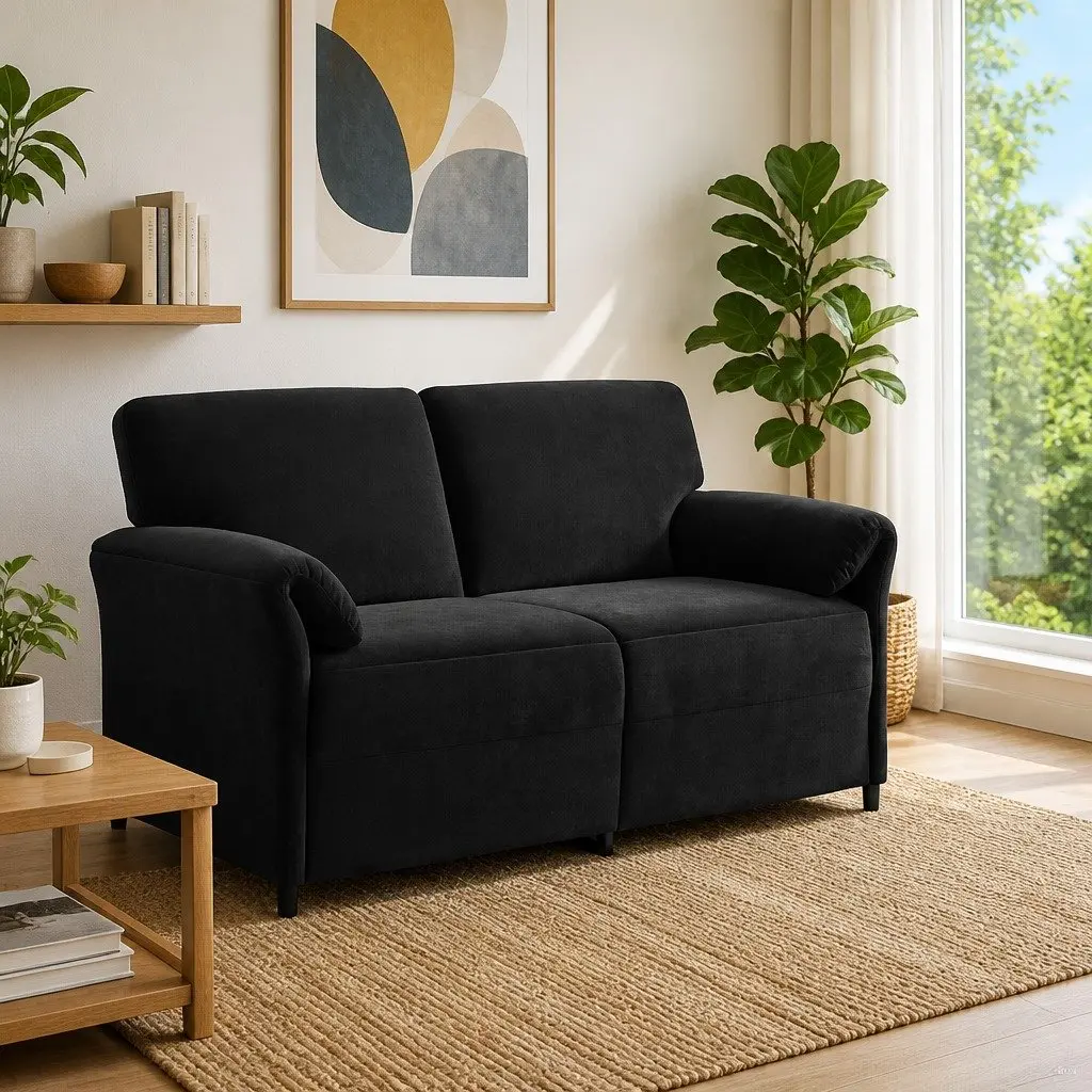 2-Seater Sofa Velvet 158cm Black