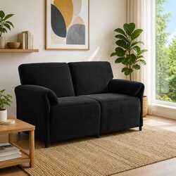 Sturdy 2-Seater Sofa in Black Velvet for Modern Spaces