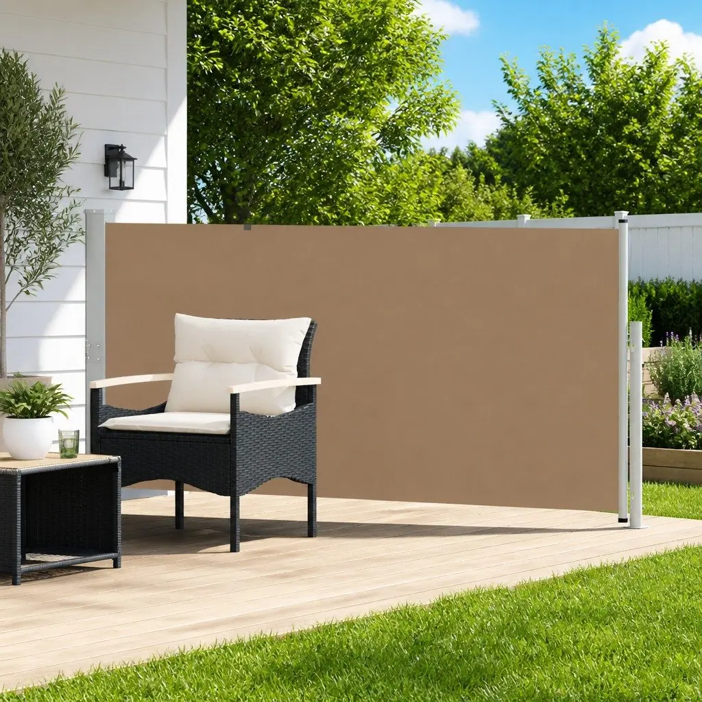 Retractable Side Awning Polyester 140 x 500 cm Taupe