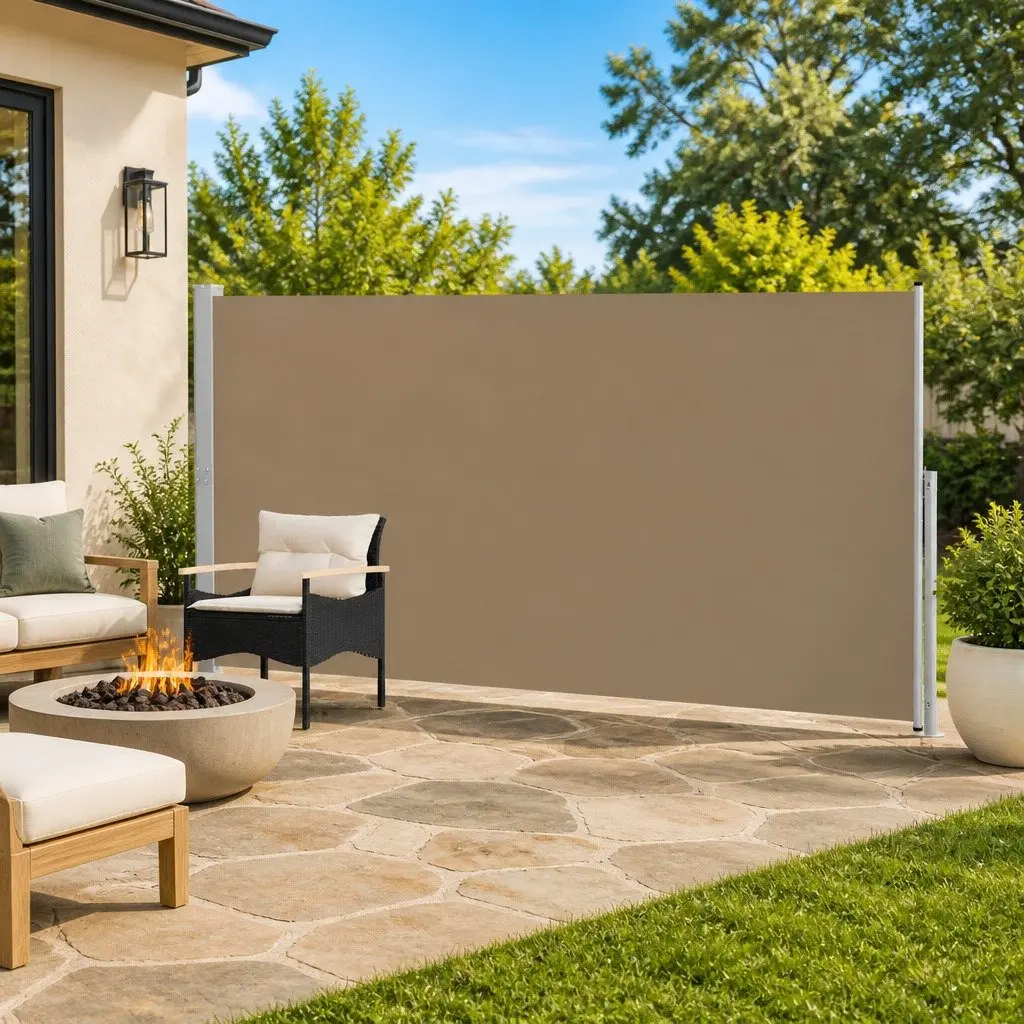 Retractable Side Awning Steel 220 x 500 cm Polyester Taupe