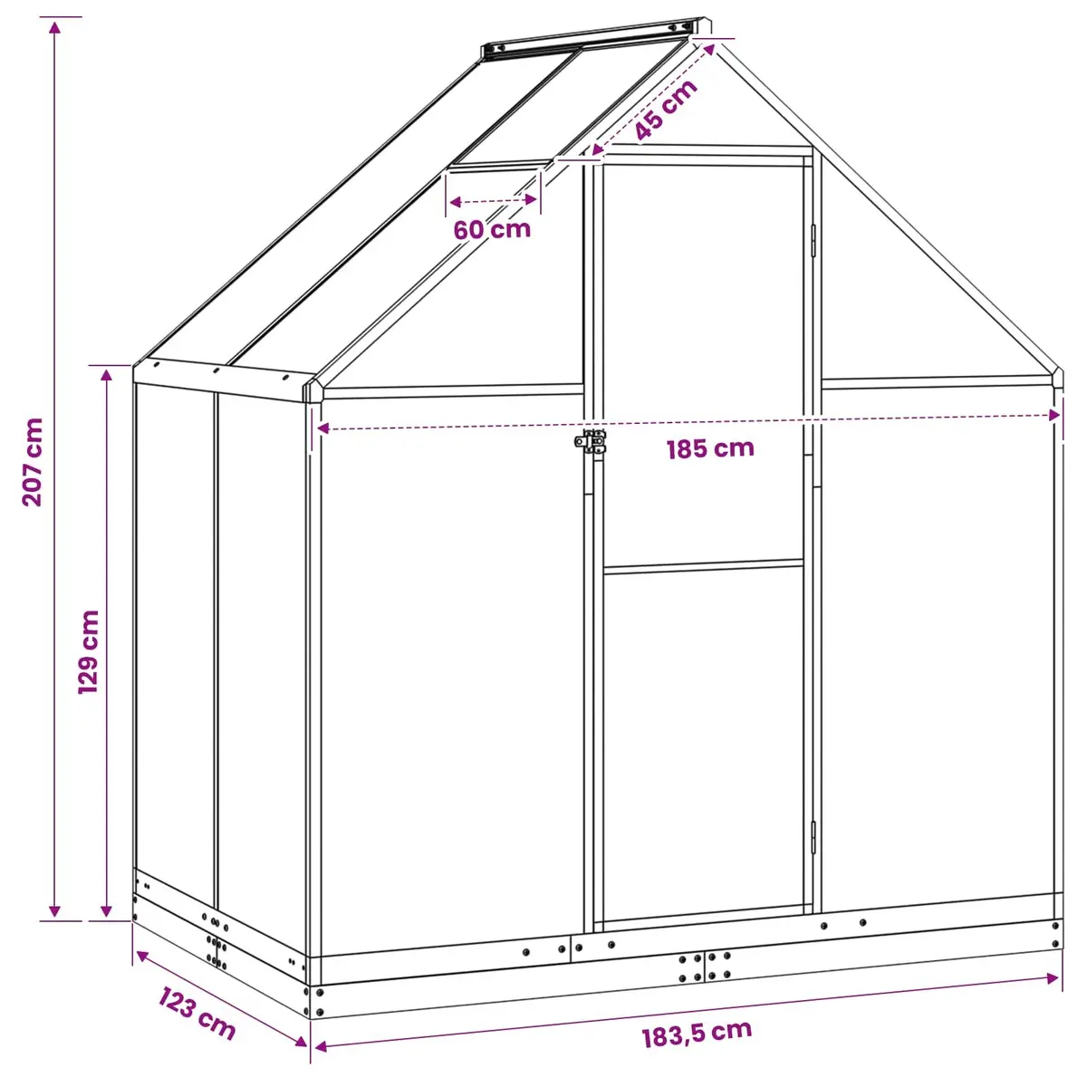 Adjustable Height Anthracite Garden Greenhouse Tunnel