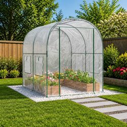 Sturdy Outdoor Garden Greenhouse with PVC Cover 160 x 200 x 192.5 cm