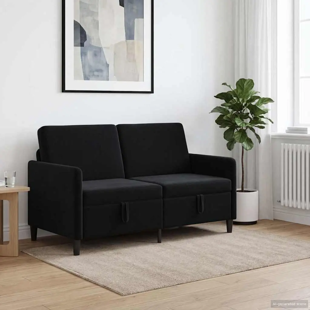 Black Sofa with Lift-Up Storage for Living Room