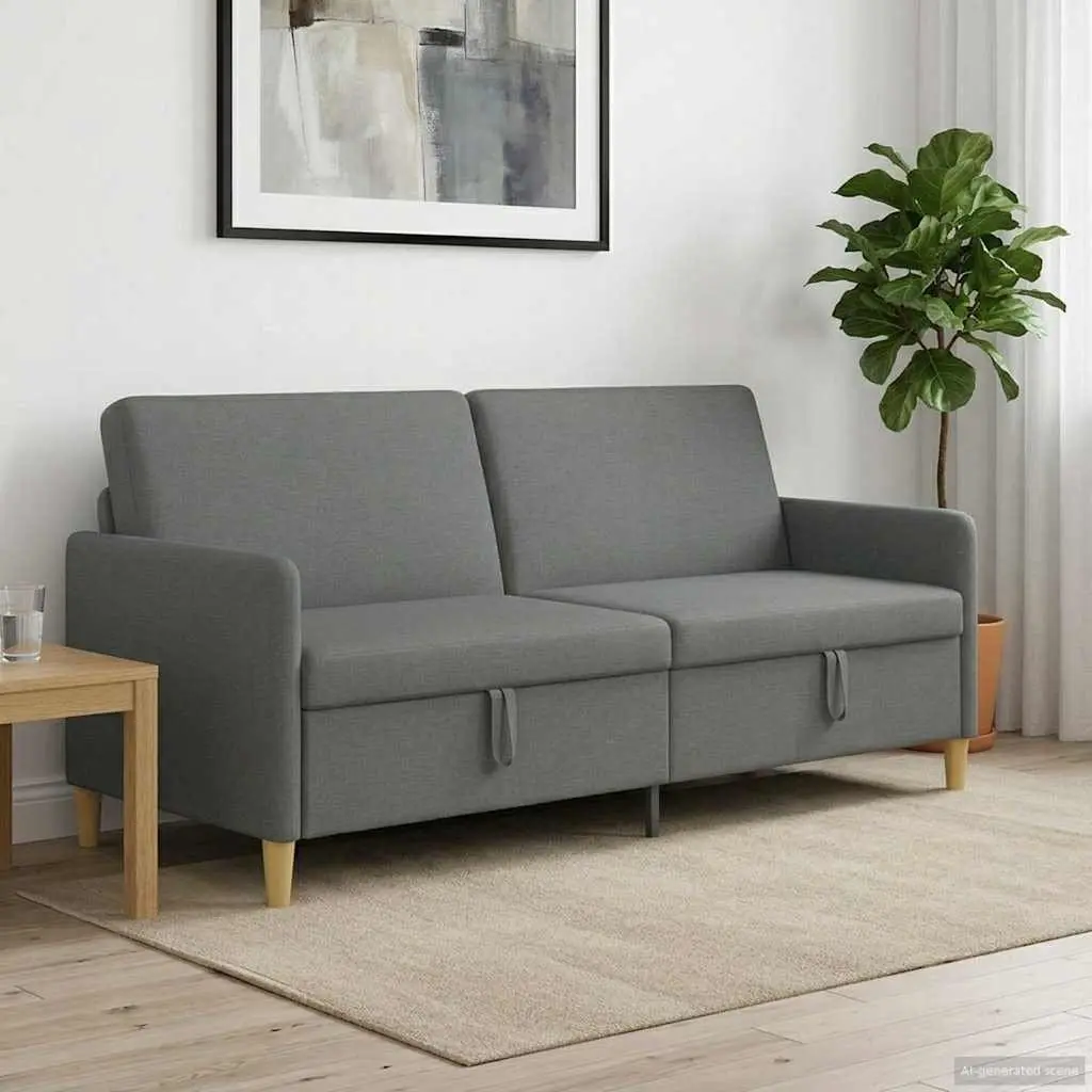 Storage Sofa Polyester Dark Grey 192 x 78 x 87 cm Modern Lift-Up Seat Removable Covers