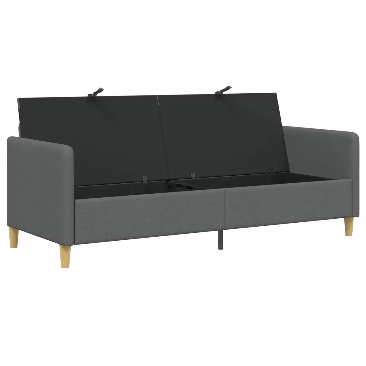 Storage Sofa Polyester Dark Grey 192 x 78 x 87 cm Modern Lift-Up Seat Removable Covers