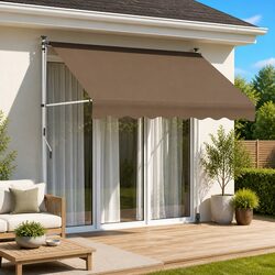 Sturdy Manual Retractable Awning 250cm Taupe for Outdoor Use