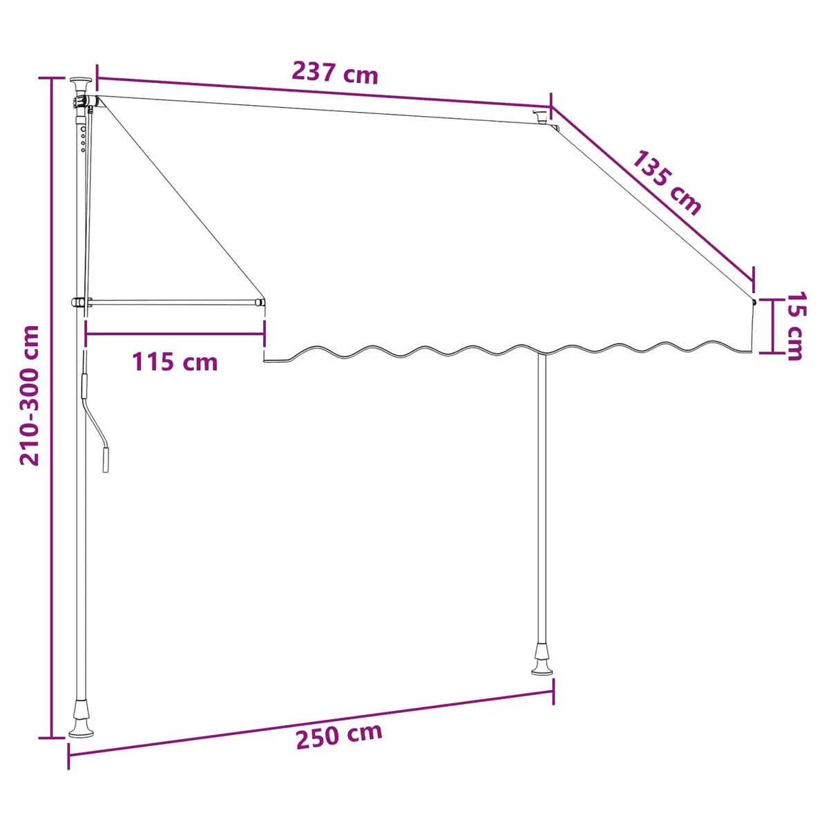 Retractable Awning PU-coated 250cm Taupe