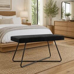 Stylish Velvet Bench for Indoor Use in Black