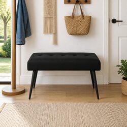 Modern Black Velvet Button Tufted Bench for Stylish Spaces