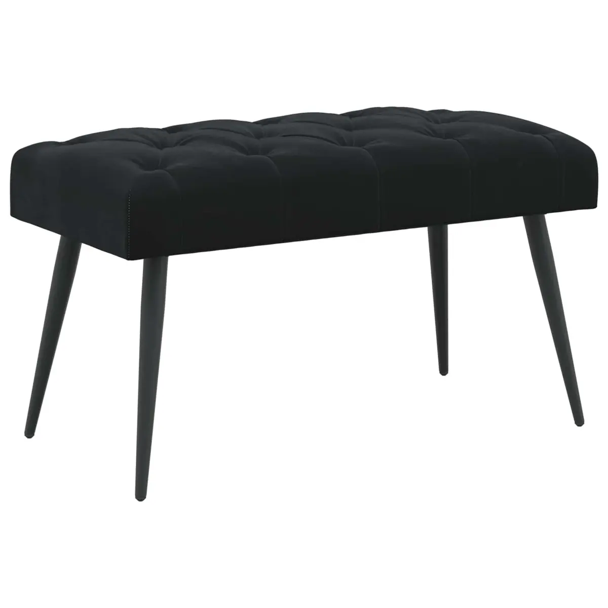 Bench Black Velvet Foam Cushion Engineered Wood Frame