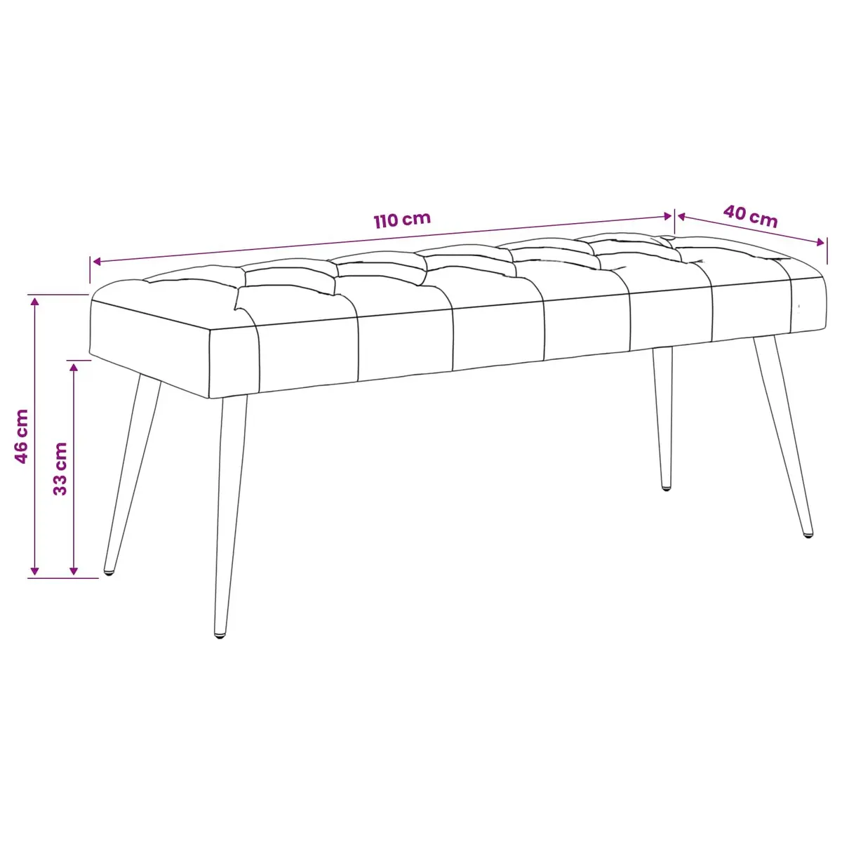 Button Tufted Velvet Bench with Foam Cushion