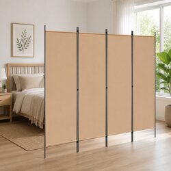 4-Panel Room Divider Folding Partition Screen Beige 200 x 180 cm Privacy