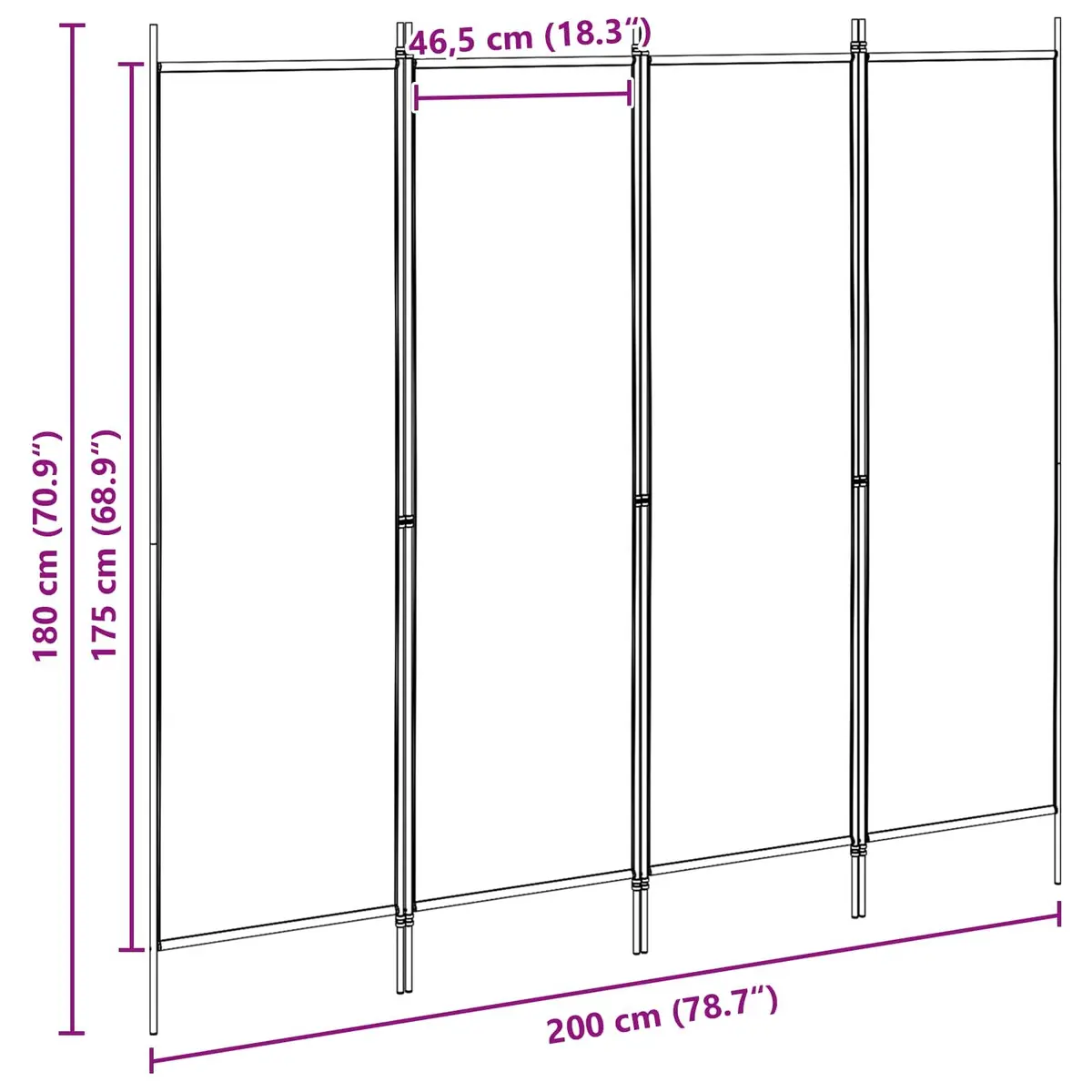 4-Panel Room Divider Folding Partition Screen Beige 200 x 180 cm Privacy